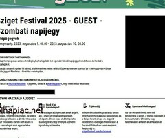 1db Sziget szombati napijegy eladó