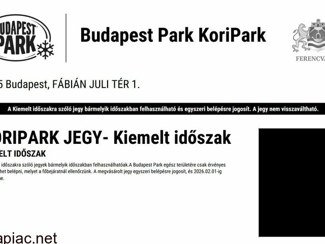 2db korcsolya jegy Budapest Park-kiemelt időszak