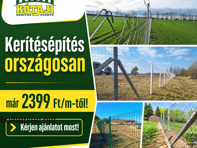 **KERÍTÉS ÉPÍTÉS ORSZÁGOSAN** vadháló, drótháló, drótkerítés, kerítéspanel