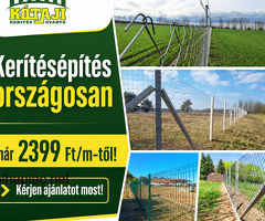 **KERÍTÉS ÉPÍTÉS ORSZÁGOSAN** vadháló, drótháló, drótkerítés, kerítéspanel